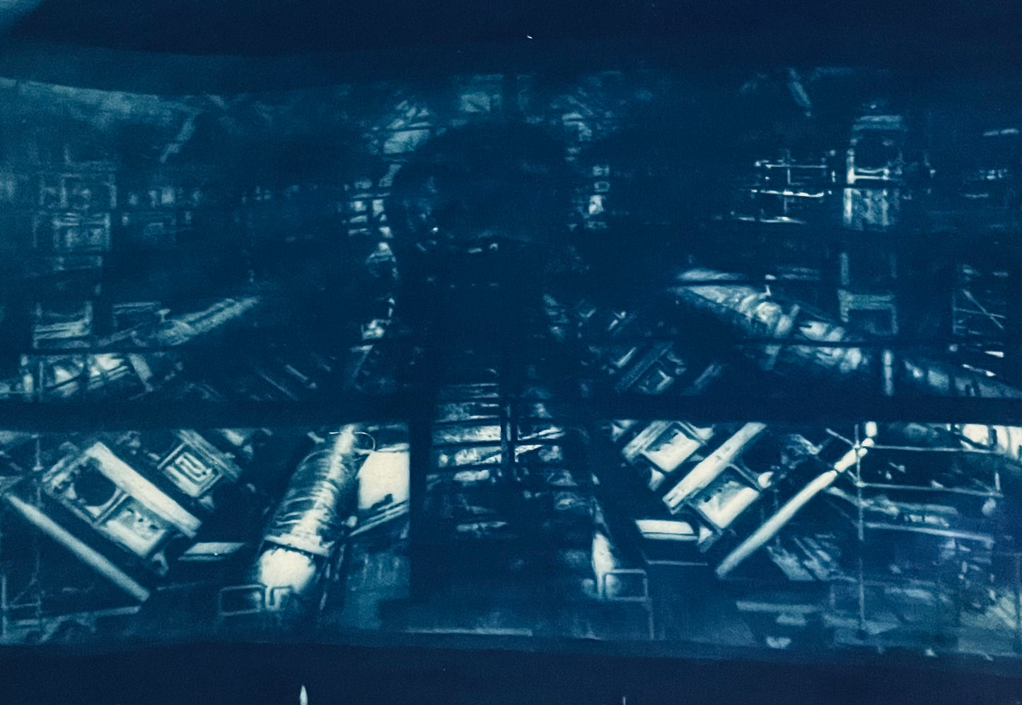 Internal machine, 2023 Cyanotype on Fabric