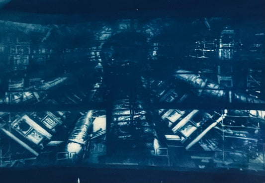 Internal machine, 2023 Cyanotype on Fabric