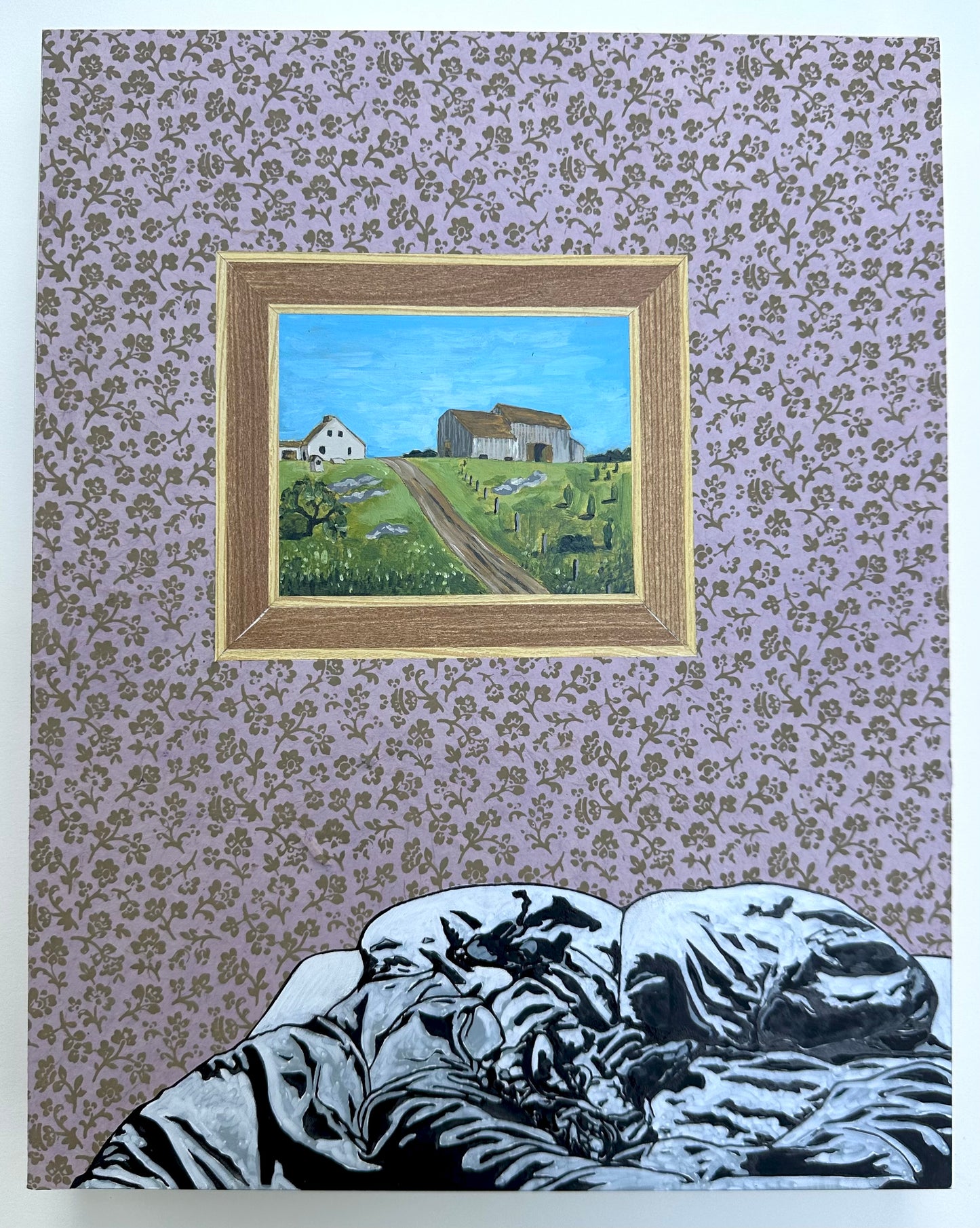 Make/Room: Eureka Street unmade bed with Water Street painting