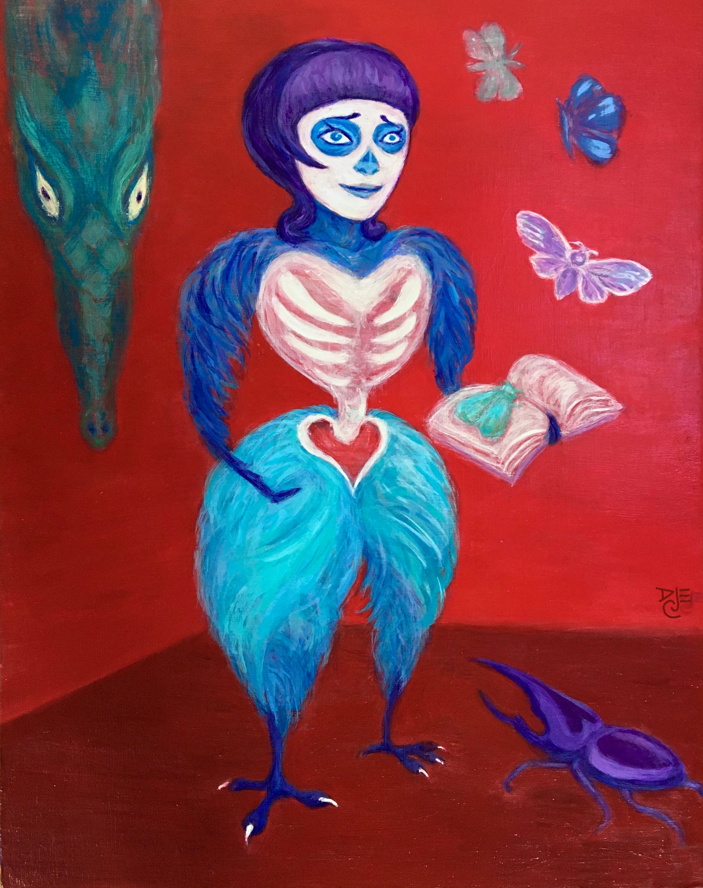 The Moth-Bird-Girl In Her Library