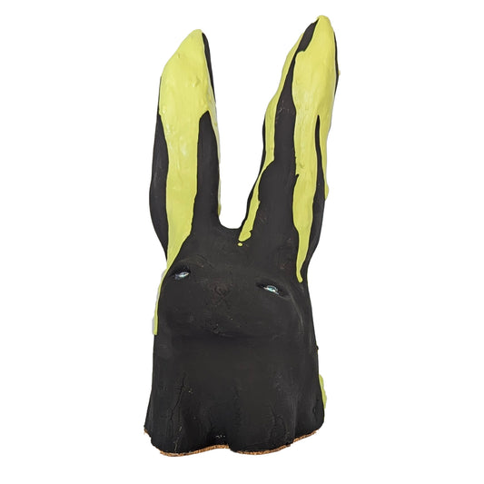 Disapproving Bunny Head - Black Neon