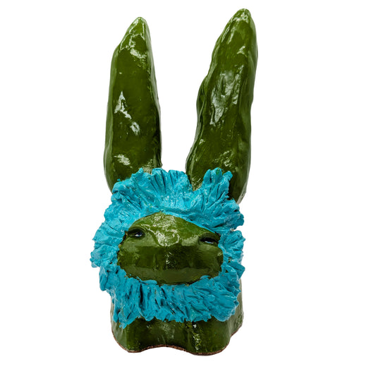 Disapproving Bunny Head - Green Mane