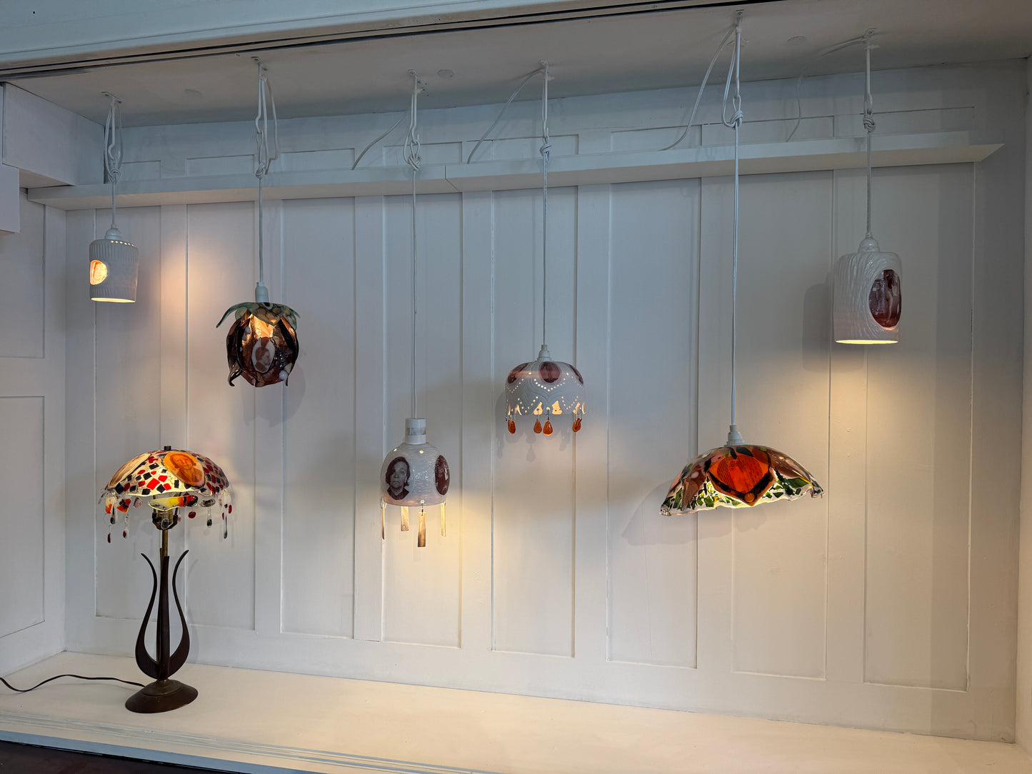 Carved Porcelain Pendant Lamp