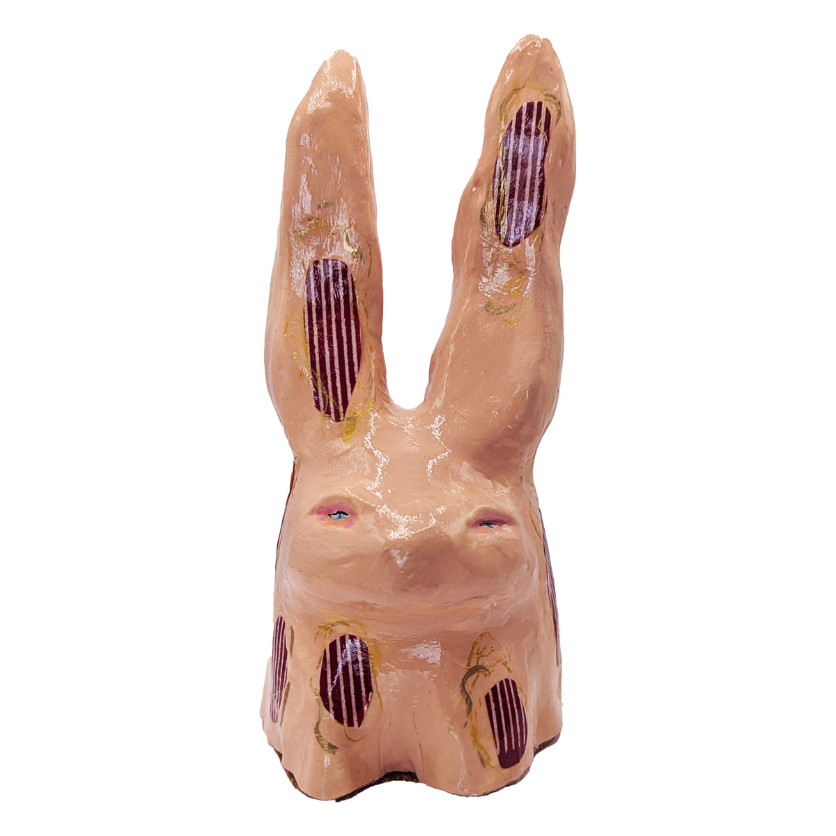 Disapproving Bunny Head - Peach Stripes