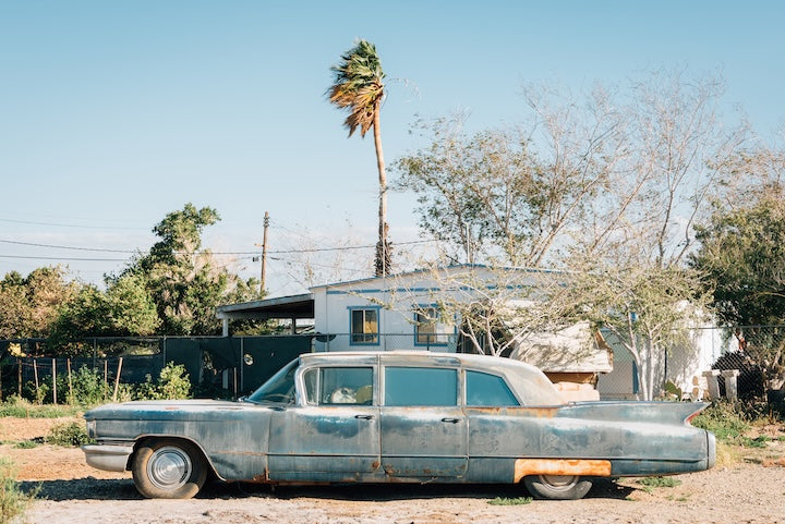 Abandoned Green Car